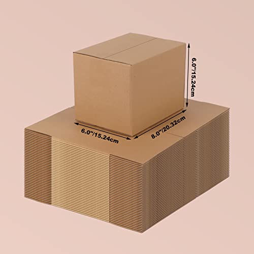 Edenseelake 40 Pack 8x6x6 inches Shipping Boxes Corrugated Cardboard Boxes for Packing, Moving, Mailing, Brown