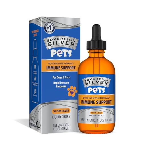 Sovereign Silver Pets Immune Support - Colloidal Silver, Bio-Active Silver Hydrosol, for Dogs and Cats 10 ppm, Liquid Drop...