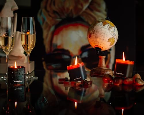 Luxury Scented Candle Set 3-Pack | Home Decor & Giftable Soy Candles | Champagne, Sandalwood & Amber | 75h Burn Time | Cot...