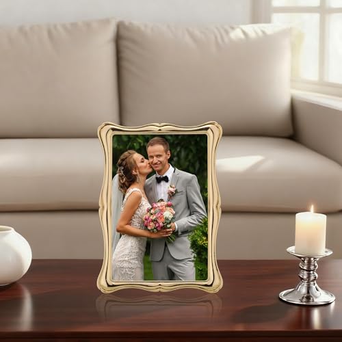 GorYeeFine 4 x 6'' Premium Alloy Gold Photo Frame - High-End Décor Picture Frames 6x4'' with Velvet Backing,Hi End Décor M...