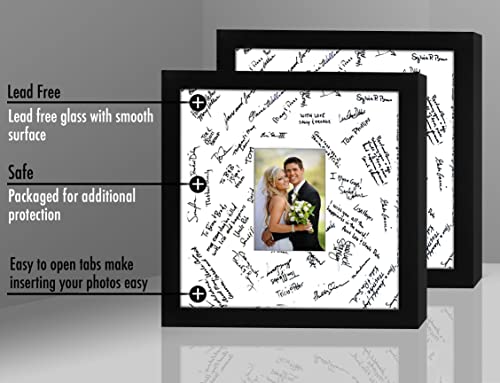 Americanflat 14x14 Wedding Signature Frame - Set of 2 - Use as 5x7 Frame with Mat or Display 14x14 Photos Without Mat - Si...