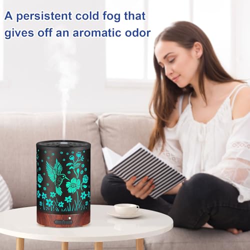 Essential Oil Diffuser- Aromatherapy Diffuser with7 Colors Light and Auto-Off for Women Metal Cool Mist Humidifier for Hom...