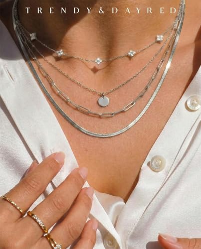 ORAZIO Dainty Silver Gold Jewelry Set for Women Trendy 14K Gold Plated CZ Flowers Pendant Choker Necklaces for Women Stud ...