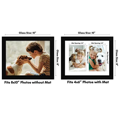 Americanflat 4x6 Double Picture Frame with Shatter-Resistant Glass - Fits Two 4x6 Photos or Use as One 8x10 Picture Frame...