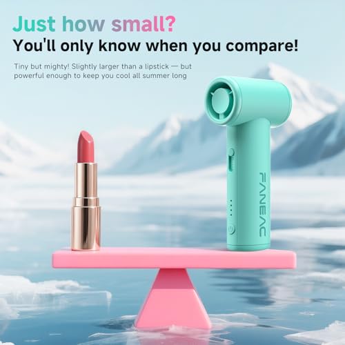 Mini Handheld Portable Fan - Brushless Motor, Ultra Slim, Stepless Control, Rechargeable 2500mAh Battery Up to 8 Hours, Po...