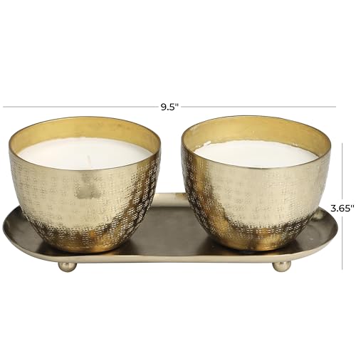 Deco 79 Metal Decorative Candle Roses in Paradise Scented Grid Patterned 10 oz 1 Wick Aromatherapy Candle with White Wax, ...