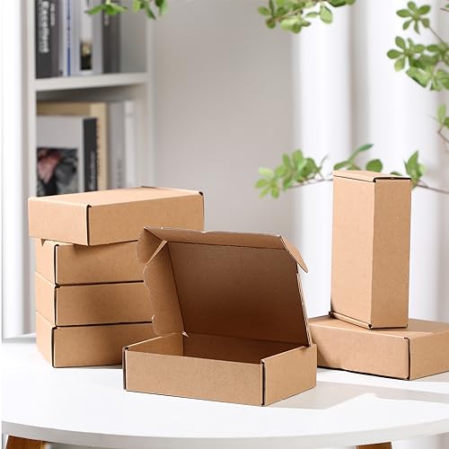 Qilery 100 Pcs Shipping Boxes Cardboard Gift Corrugated Cardboard Brown Boxes Mailer Packaging for Mailing Small Business ...