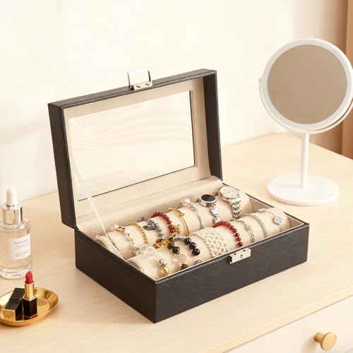 Thesurfpait Bracelet Display Holder for Bangles Watches, Bangle Box with Clear Lid Jewelry Organizers Storage Case, Bracel...