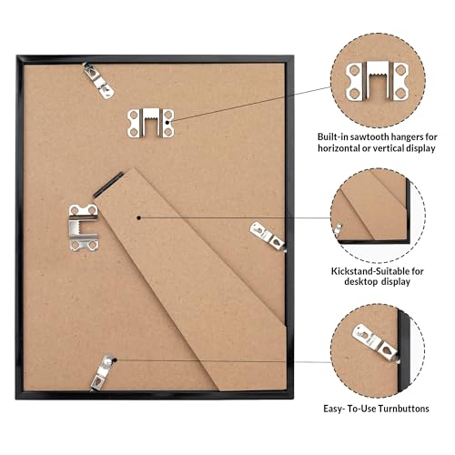 LaVie Home 8x10 Picture Frame for Wall Display, 8x10 Black Picture Frame with HD Plexiglas, 8 x 10 Poster Frame 1 Pack, Di...