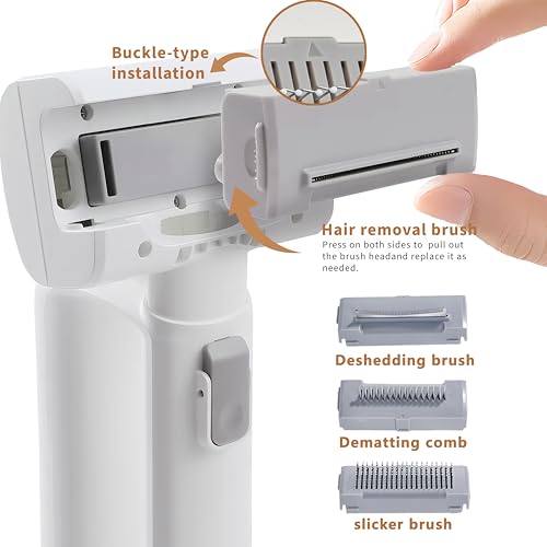 [2026 Version]Dog Vacuum for Shedding Grooming- 5 in 1 Cleaning Slicker Brush for Dogs & Cats Deshedding Vacuum Brush with...