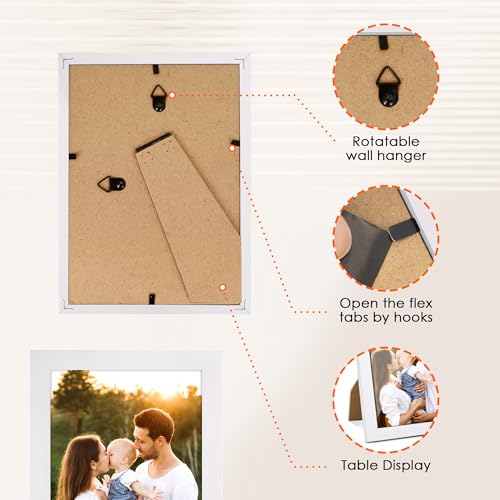 FIXSMITH 4x6 Picture Frame Set of 2, Photo Frame 4x6 with HD Plexiglass, White Picture Frames Collage for Tabletop or Wall...