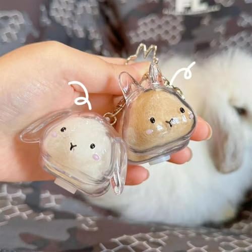 Bunny Fur Keepsake Keychain, Transparent Rabbit Hair Storage Bottle, Pet Hair Container Keychain, Bunny Lover Collecting Gift