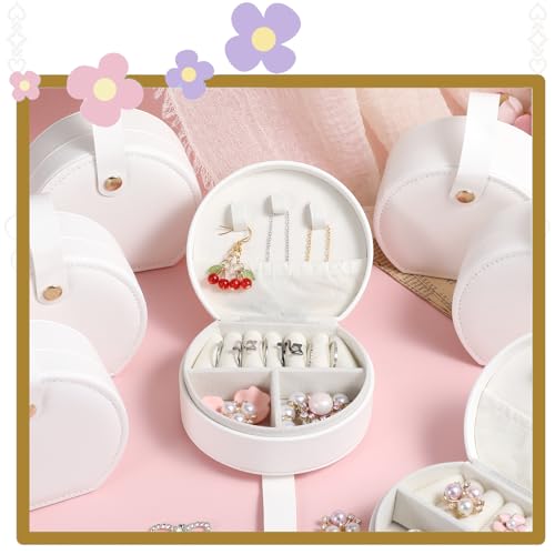 Yuanan 12PCS Mini Jewelry Box Bulk, Mini Leather Bridesmaid Jewelrys Gift Box, 4 Grid Travel Jewelry Boxes for Women, 3.9 ...