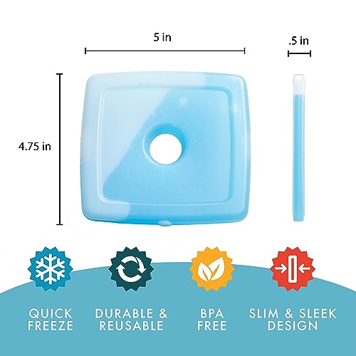 Cool Coolers by Fit + Fresh, Reusable & Long-Lasting Slim Ice Packs, Cold Packs for Lunch Boxes, Ice Packs for Lunch Bags,...