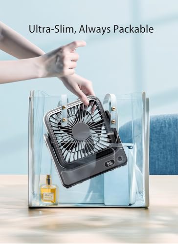 DRIFWIN Magnetic Cruise Approved Fan, 5000mAh Ultra-Slim Travel Fan Rechargeable, 4-Speed, Hook Design, Portable Fan for C...