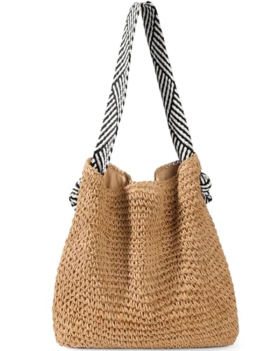 fauson Beach Bags for Women - Straw Bag Tote Bags Casual Boho Large Summer Crossbody Shoulder Handbags Purse