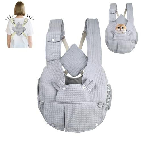 Geelraqaly Carry Small Dogs and Cats for Versatile Pocket Portable Pet Front Backpack ，Reducing Back Pain, for outings,Tra...