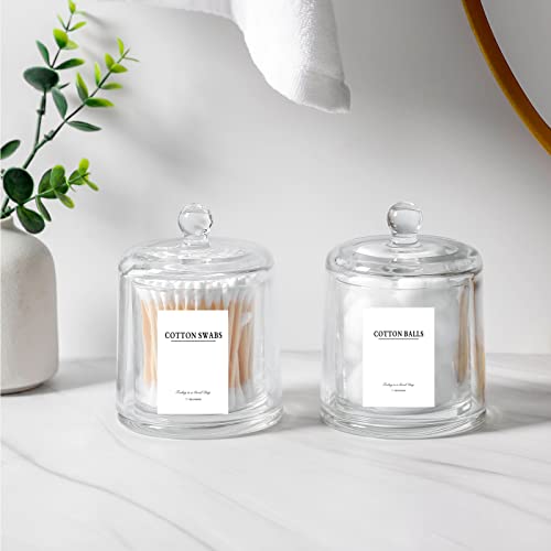 rejomiik 2 Pack Qtip Holder Thick Glass Apothecary Jars with Lid for Bathroom Accessories Vanity Organizers and Makeup Sto...