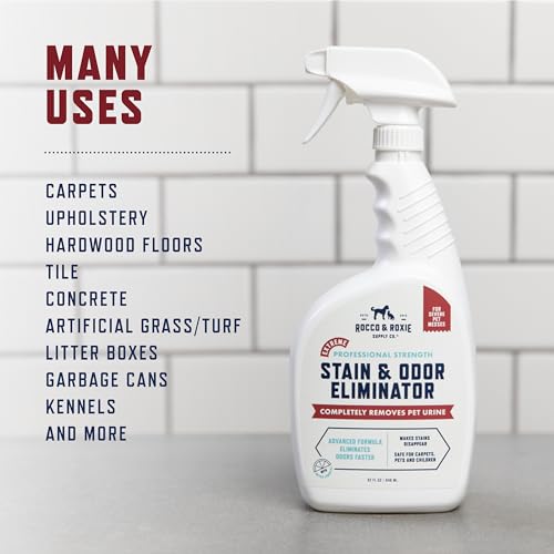 Rocco & Roxie Extreme Stain & Odor Eliminator for Strong Odor, Pet Urine Enzyme Cleaner Destroyer, Stain Remover, Dog Poop...
