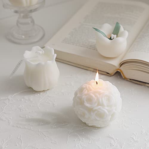 Aroma Candle,140G Hydrangea Onion Flower Shaped Soy Wax Scented Candle for Table Photo Prop Birthday Gift,Prefect for Medi...