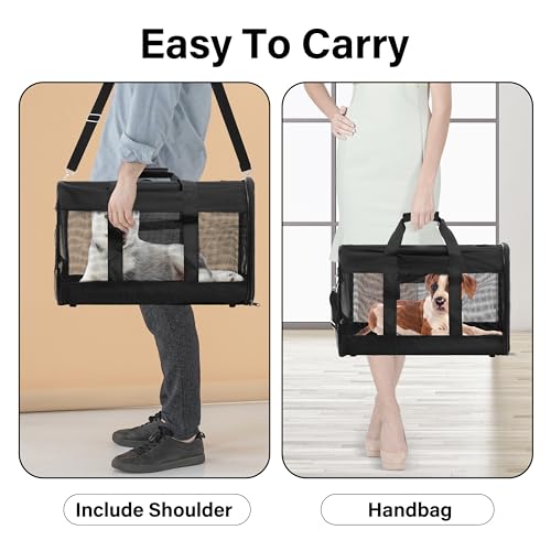 FluffyDream Pet Travel Carrier Soft Sided Portable Bag for Cats, Small Dogs, Kittens or Puppies 17 lbs Max, Collapsible, D...