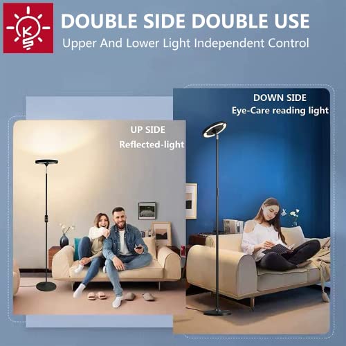 Keepsmile Double Side Lighting Led Floor Lamp with Remote Smart App 36W/2600LM Bright Tall Standing RGB Floor Lamp Angle M...