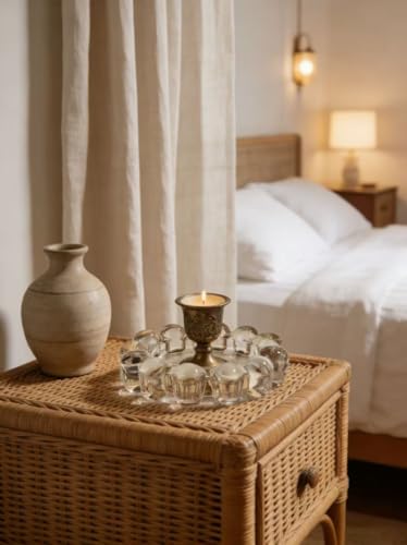 khtumeware Chic Smoky Bubble Glass Candle Dish – Modern Clear Glass Candle Holder for Tealights & Diffusers, Decorative Tr...