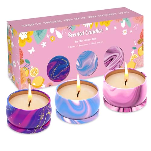Mini Scented Candles, Set of 3, Soy, Aromatherapy, Decorative, Non Toxic, for Home Scented, Gift