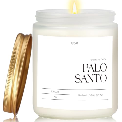 Putart Palo Santo Highly Scented Candle for Home, 9oz Natural Soy Aromatherapy Non Toxic Candles with Essential Oil, Home ...