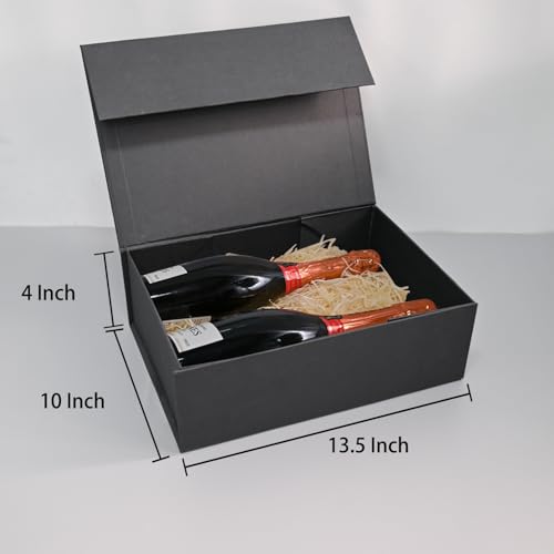 LIFELUM Gift Box 13.5''x10''x4'' Large Gifts Box with Magnetic Lids Black Gift Boxes for Mom Gifts Contains Card, Ribbon, ...