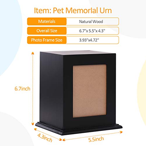 Pet Wood Memorial Urn for Ashes,Photo Frame Keepsake Box for Cats Dogs,Funerary Caskets Supplies Burly Wood Cremation Urns...