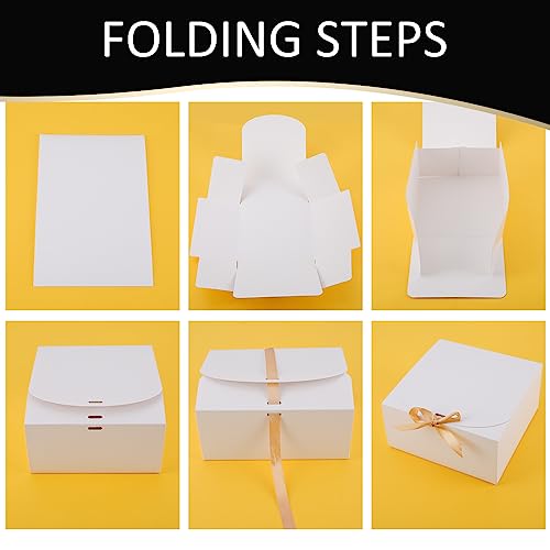LWYMX 12 PCS White Gift Boxes with Lids，9.8x7.8x3.9, Bridesmaid Proposal Box with Ribbon, Gift Boxes for Wedding, Christma...