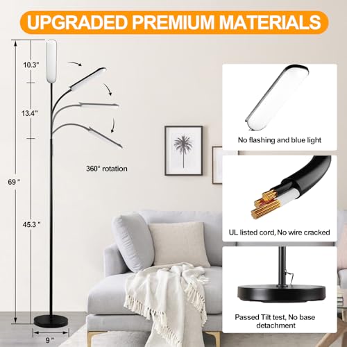 marctronic Floor Lamp, 18W 1800LM Super Bright LED Floor Lamp with Remote & Works with Smart Plug, Dimmable Timing Eye Car...