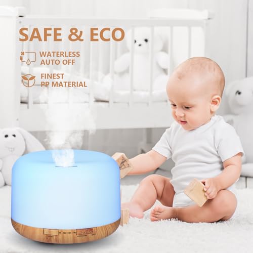 SACATR 500ml Essential Oil Diffuser with 15 Essential Oils, Ultrasonic Cool Mist Humidifier, Remote Control, 4 Timers, 15 ...