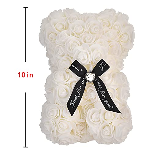 EALEBE Artificial Rose Flower Bear,Perfect Romantic Gift for Her, Valentine's Mother's Day, Christmas, Birthday,Thanksgivi...
