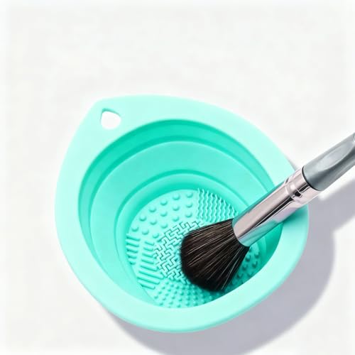 Silicone Foldable Makeup Brush Cleaner Bowl Portable Washing Tool with Silicone Cleaning Pad Foldable Makeup Bowl Suitable...