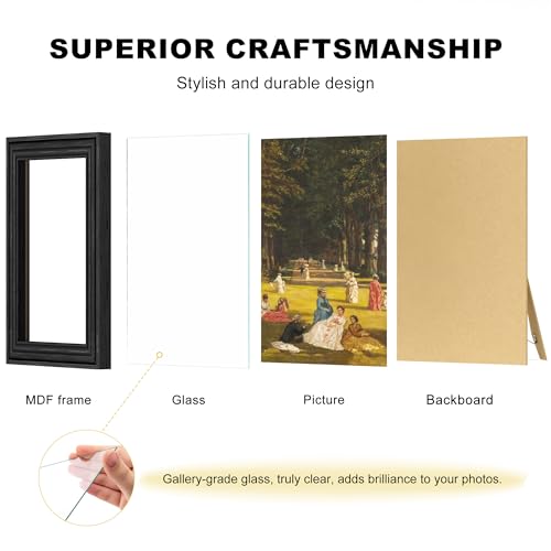 PEALSN 5x7 Picture Frame with Real Glass Front and Black Backboard, Wall Gallery Photo Frames for Wall Mounting or Tableto...