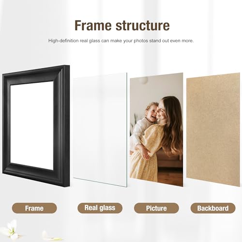 PEALSN 5x7 Picture Frame with Real Glass Front and Black Backboard, Wall Gallery Photo Frames for Wall Mounting or Tableto...