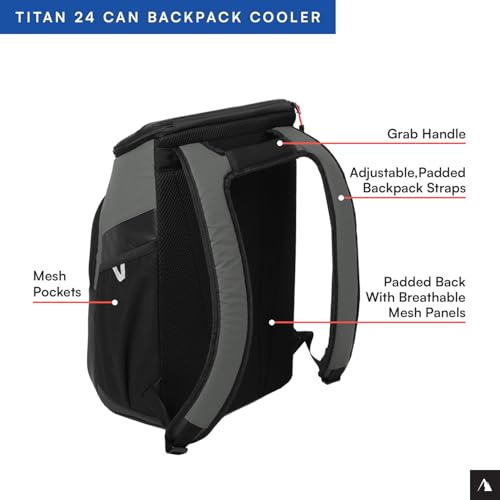 Titan by Arctic Zone Backpack Cooler, Insulated Soft Sided Bag with Leak Proof Lining and Padded Straps, for Lunch, Picni...