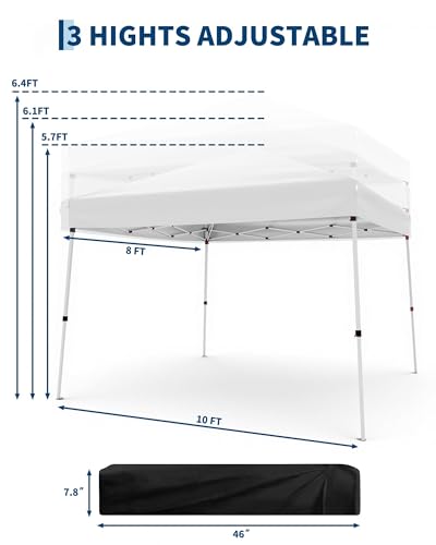10x10ft Pop Up Canopy Tent with Slant Legs – Outdoor Instant Gazebo Shelter, UV-Resistant Waterproof Cover, Adjustable Hei...