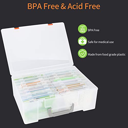 Photo Storage Box 4x6, 18 Inner Extra Large Organizer Acid-Free Photo Keeper Storage Case, Plastic Craft Storage Box for S...