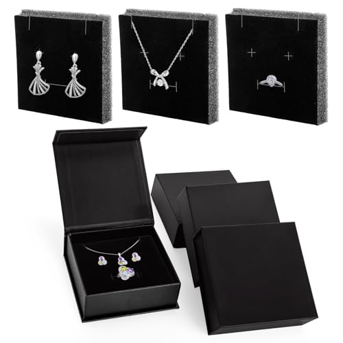 Covzoe 24 Pack Cardboard Jewelry Boxes, 3.6 x 3.6 x 1.3 Inch Small Jewelry Gift Boxes with Cotton Filled and Lid, Jewelry ...
