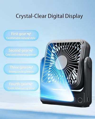 DRIFWIN Magnetic Cruise Approved Fan, 5000mAh Ultra-Slim Travel Fan Rechargeable, 4-Speed, Hook Design, Portable Fan for C...