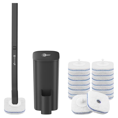 EZKEY Disposable Toilet Brush, 14 Refills Toilet Bowl Cleaner Wand, Toilet Cleaner Brush Toilet Cleaning System Toilet Bru...