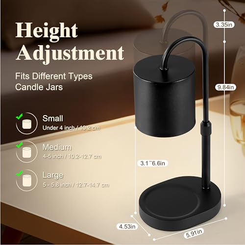 Dreamholder Electric Candle Warmer Lamp with Timer & Dimmer, Adjustable Height Wax Melt Warmer for Jar Candles, Wood Base ...