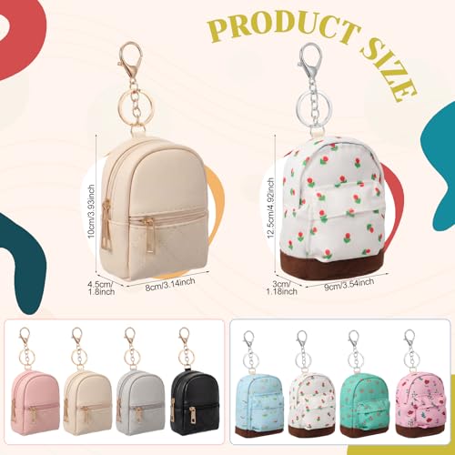 Hsei 8 Pcs Mini Backpack Keychain Coin Purse Tiny Key Chain Cute Cosmetic Bag Small Wallets Mini Valentines Gifts for Wome...
