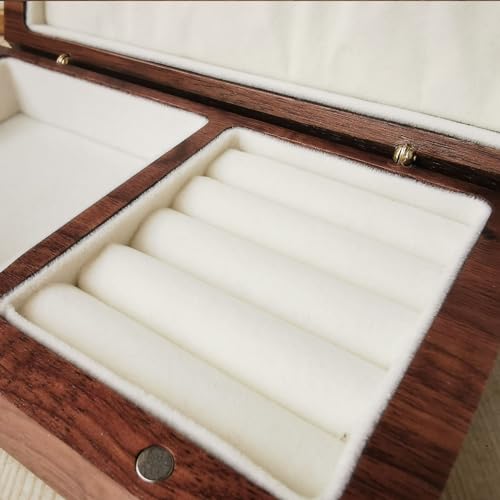 Personalized Jewelry Box Gifts for Women Custom Birthday Wooden Jewelry Box Gifts with Birth Month Flower Walnut Wood Trin...
