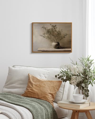 InSimSea Framed Wall Art for Living Room Rustic Olive Branch Still Life Wall Decor Room Aesthetic Oil Painting Farmhouse A...