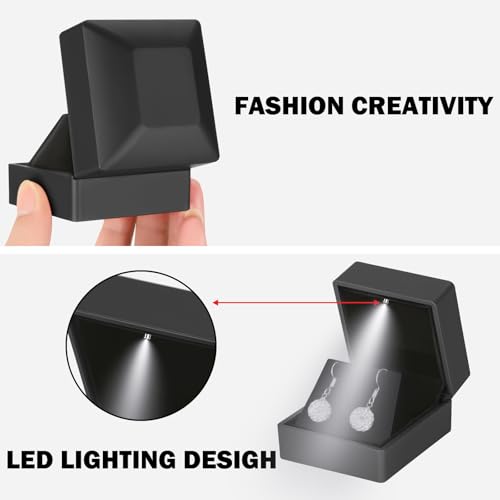 LED Stud Earring Jewelry Gift Box for Proposal, Wedding, Engagement，Birthday Luxury Jewelry Gift Box with LED Light, Jewel...