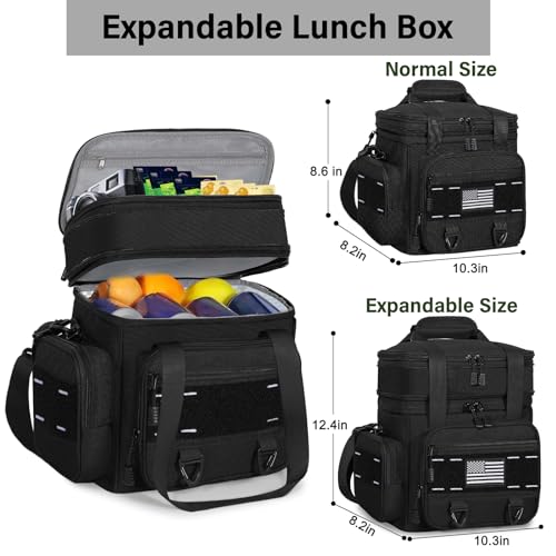 TENKIST Expandable Tactical Lunch Box, Large Insulated Lunch Cooler Bag Heavy Duty Leakproof Lunch Pail for Men Adults Wor...
